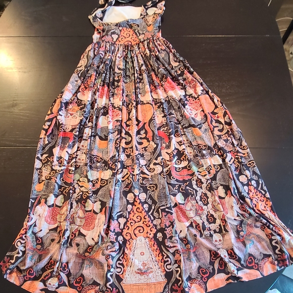 Blackmilk Limited Tibetan Deities Tie the Knott Midi Dress, XS - Picture 8 of 9